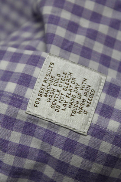 Peter Millar Mens Cotton Check Buttoned Long Sleeve Tops Purple Size 2XL Lot 2