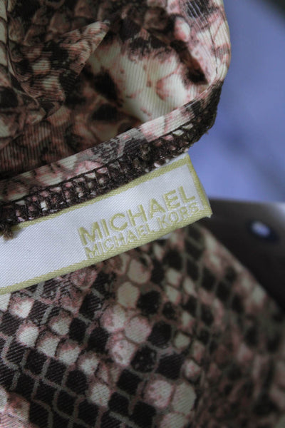 Michael Michael Kors Women's Round Neck Dolman Sleeves Snake Print Blouse Size M