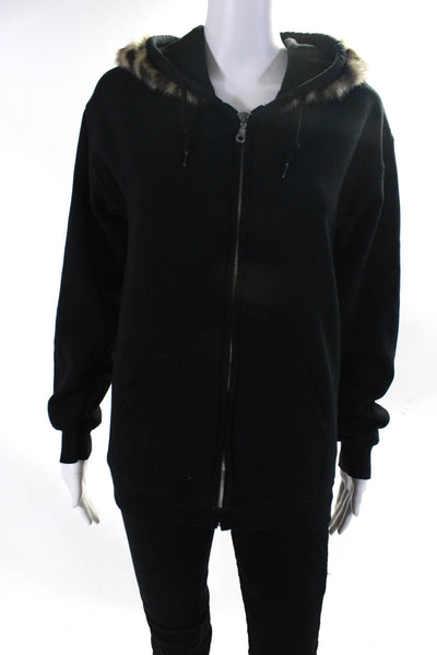 Jet John Eshaya Women's Hood Full Zip Pockets Sweatshirt Black Size S