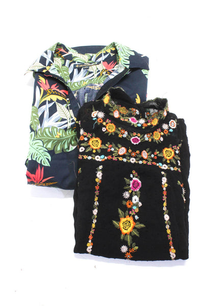 Zara Woman Brooks Brothers Womens Floral Embroidered Blouse Black Size S 2 Lot 2