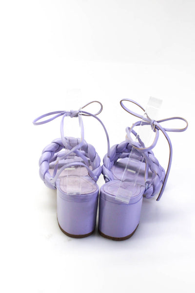 Schutz Womens Braided Double Strap Open Toe Lace Up Sandals Purple Size 6.5B