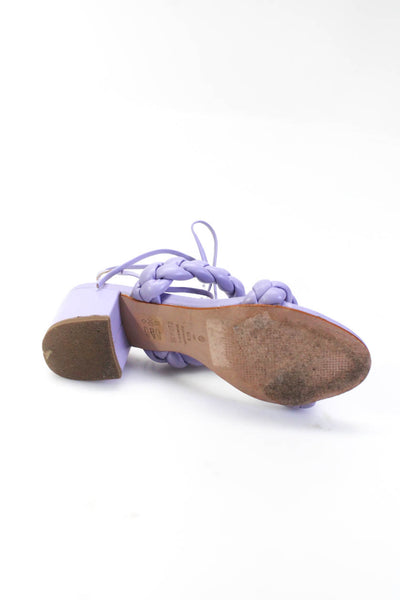 Schutz Womens Braided Double Strap Open Toe Lace Up Sandals Purple Size 6.5B