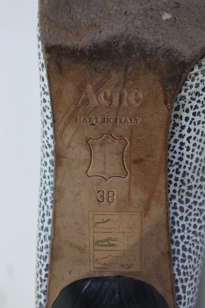 Acne Women's Pointed Toe Slip On Kitten Heels Size White Black  Size 8