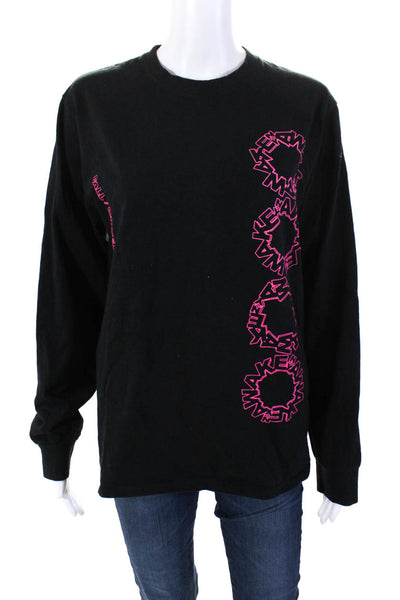 Awake Womens Crew Neck Long Sleeve Pullover Graphic T-Shirt Top Black Size M