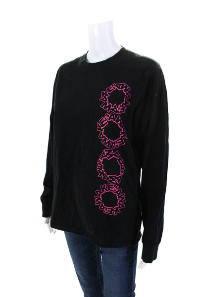 Awake Womens Crew Neck Long Sleeve Pullover Graphic T-Shirt Top Black Size M