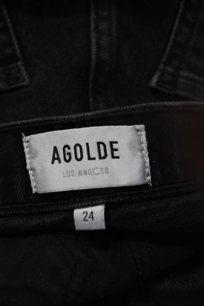 Agolde Womens Cotton Blend Five Pocket Mid-Rise Skinny Jeans Black Size 24