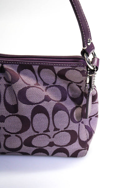 Coach Womens Monogram Canvas Inverted Pleat Shoulder Handbag Purple