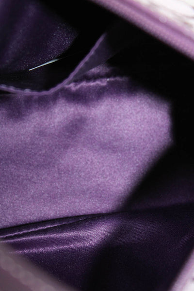 Coach Womens Monogram Canvas Inverted Pleat Shoulder Handbag Purple