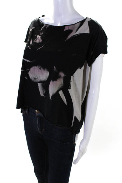 Allsaints Womens Graphic Rosalita Pina Tee Shirt Black Cotton Size Medium