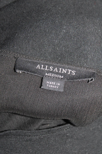 Allsaints Womens Long Sleeves Bev Mirals Tee Shirt Black Cotton Size Medium