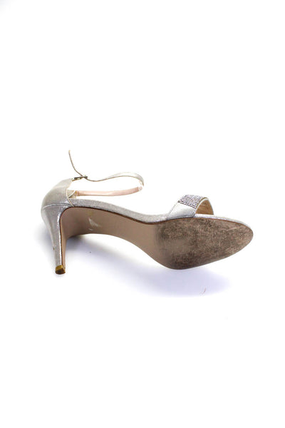 Corvela Kurt Geiger Womens Jeweled Ankle Strap Sandal Heels Silver Size 38 8
