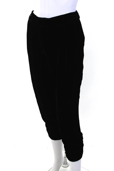 Parker Womens Velour Buttoned Hook & Eye Ruched Tapered Dress Pants Black Size 8