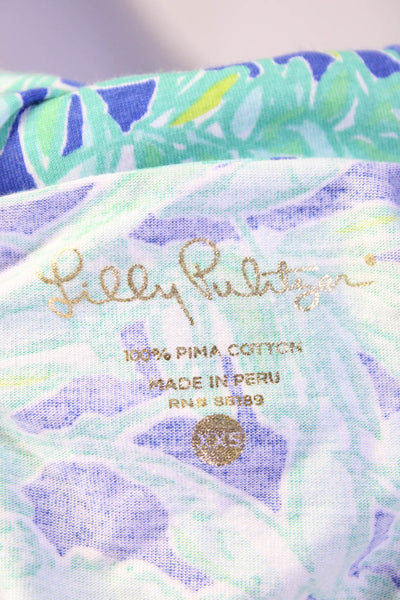 Lily Pulitzer Womens Cotton Plant Print Long Sleeve Pullover Dress Blue Size XXS