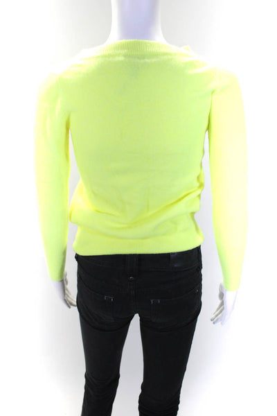 J Crew Womens Cashmere V-Neck Long Sleeve Pullover Sweater Top Yellow Size S