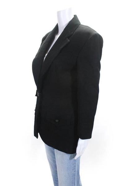 Mark Eisen Collection Womens Buttoned Collared Long Sleeve Blazer Black Size 8