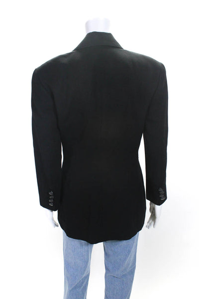Mark Eisen Collection Womens Buttoned Collared Long Sleeve Blazer Black Size 8