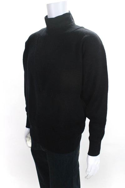 Head Mens Wool Darted Textured Mock Neck Long Sleeve Sweater Black Size L