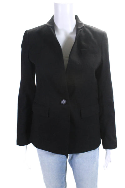 J Crew Women's Wool One Button Lined Notched Collar Blazer Black Size 4P