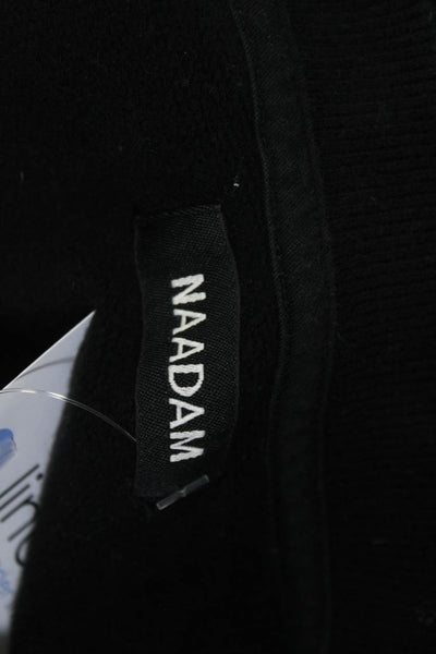 Naadam Womens Cotton Round Neck Long Sleeve Pullover Sweatshirt Black Size M