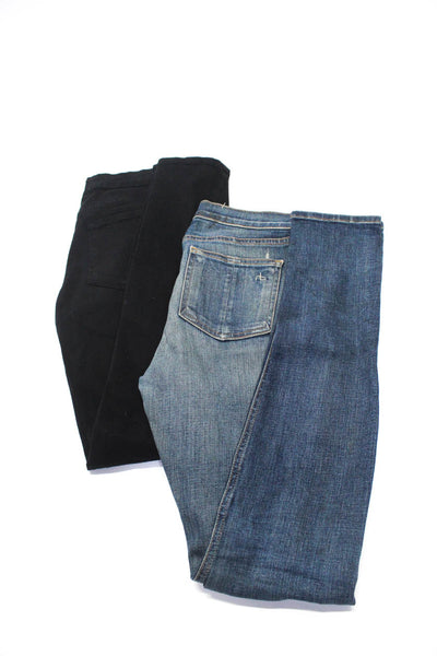 Frame Women's Midrise Five Pockets Distress Skinny Pant Black Size 27 Lot 2