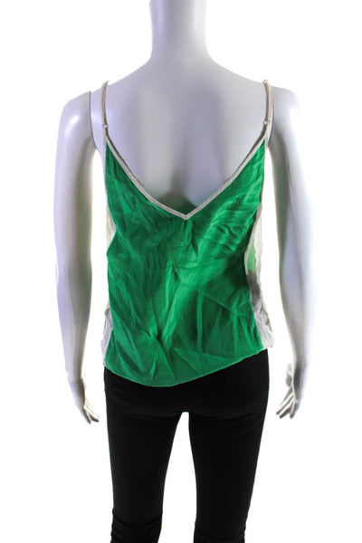 Sandro Paris Womens Cotton Sheer Panel Adjustable Strap Tank Top Green Size 1
