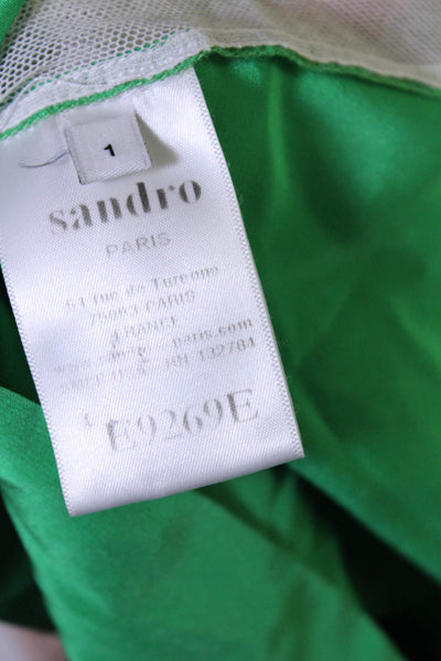 Sandro Paris Womens Cotton Sheer Panel Adjustable Strap Tank Top Green Size 1