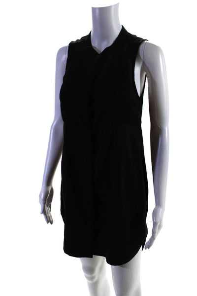 Assembly Womens Round Neck Sleeveless Knee Length Button Up Dress Black Size 8