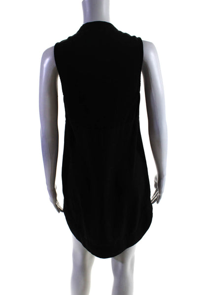 Assembly Womens Round Neck Sleeveless Knee Length Button Up Dress Black Size 8