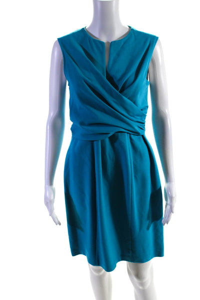 Searle Women's Sleeveless V-Neck Gathered Wrap Sheath Dress Blue Size 8