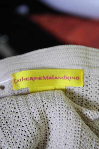 Catherine Malandrino Women's Short Sleeve V-Neck Knit Blouson Dress Beige Size L