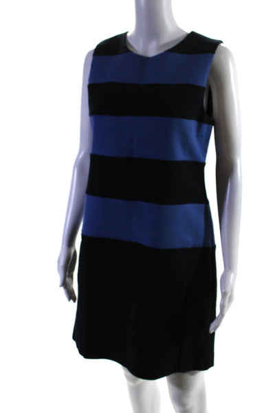 Theory Women's Cotton Sleeveless Striped Shift Dress Navy Size 10