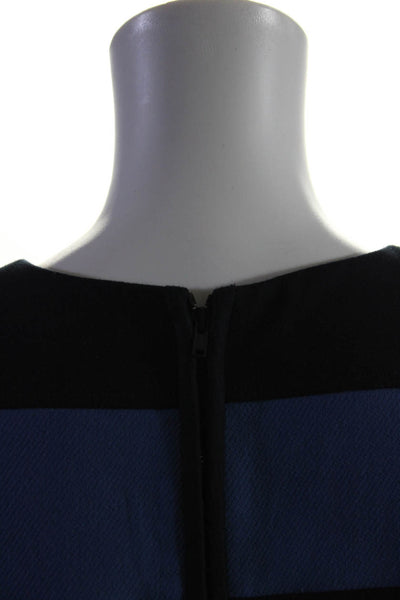 Theory Women's Cotton Sleeveless Striped Shift Dress Navy Size 10