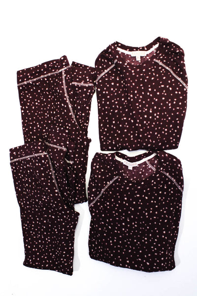 P.J. Salvage Women's Spotted Print Long Sleeve Pajama Set Purple Size S M, Lot 2