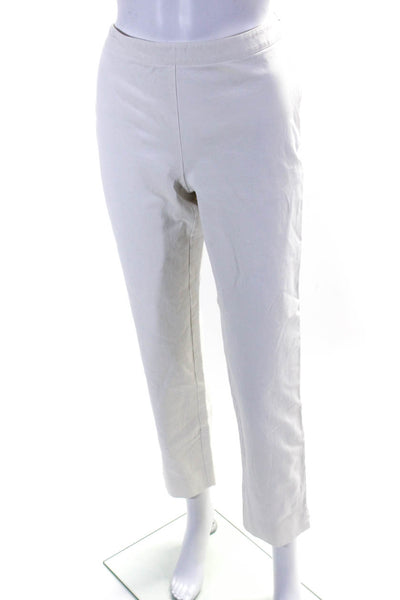 Lafayette 148 New York Womens Flat Front Zip Up Straight Leg Pants White Size 6