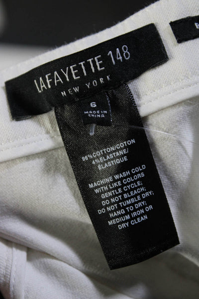 Lafayette 148 New York Womens Flat Front Zip Up Straight Leg Pants White Size 6