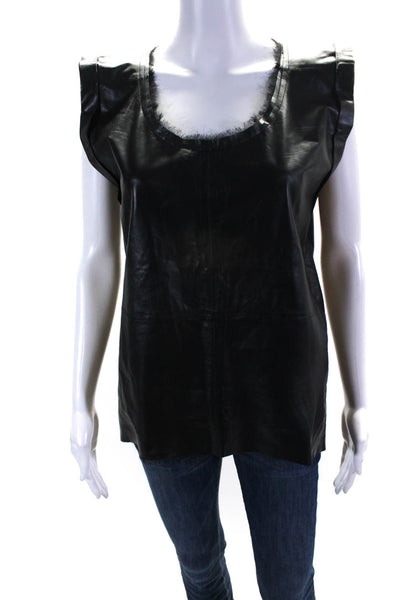 Roi Women's Scoop Neck Sleeveless Hi-Lo Hem Blouse Black Size S