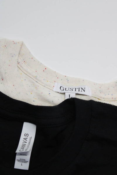 Gustin Women's Crewneck Short Sleeves Graphic T-Shirt Beige Black Size L Lot 2