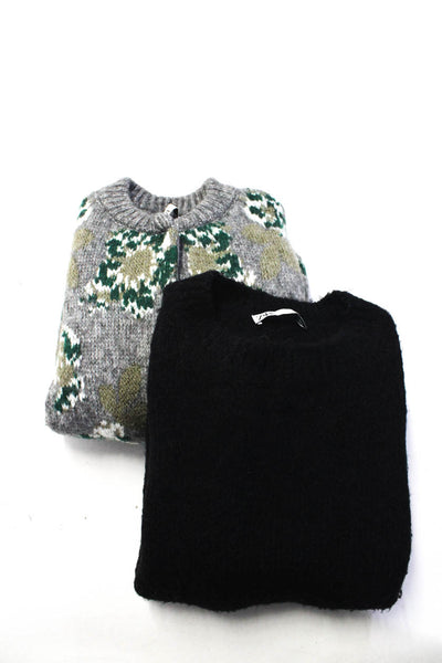 Zara Womens Long Sleeves Sweaters Black Grey Size Medium Lot 2