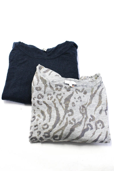 Joie Women's Cotton Leopard Print Long Sleeve Knit Top Gray Size S, Lot 2