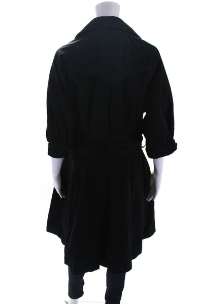 Catherine Malandrino Women's Cotton Double Breasted Trench Coat Black Size 8