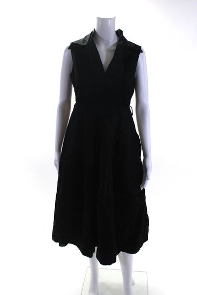 Co. Women's Cotton Sleeveless V-Neck A-line Dress Black Size M