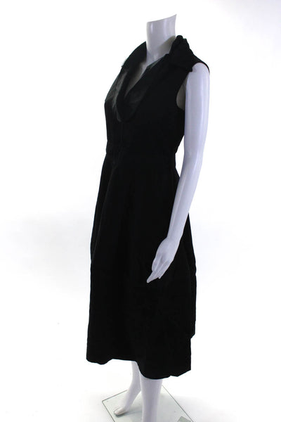 Co. Women's Cotton Sleeveless V-Neck A-line Dress Black Size M