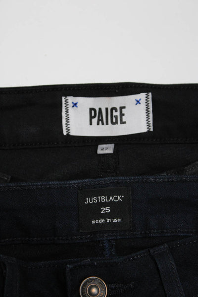 Paige Just Black Womens Buttoned Skinny Leg Pants Jeans Black Size 25 27 Lot 2