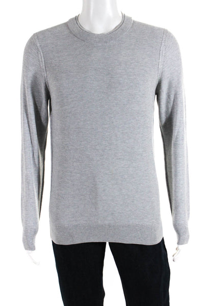 Theory Mens Riland Pique Crew Neck Sweater Gray Cotton Size Medium