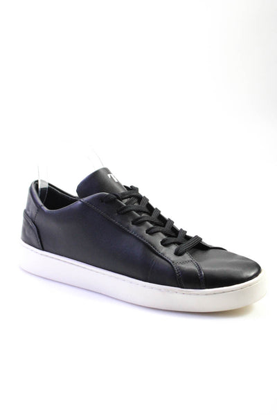 Thousand Fell Mens Leather Low Top Lace Up Sneakers Black Size 10