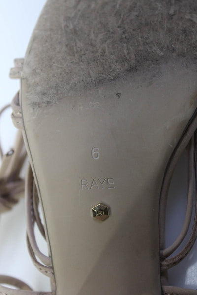 Raye Women's Suede Open Toe Strappy Lace Up Block Heels Beige Size 6