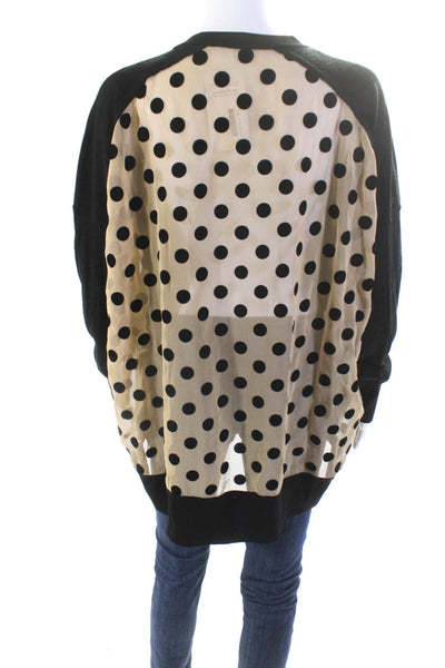 10 Crosby Derek Lam Womens Wool Spotted Print Back Thin-Knit Shirt Black Size M