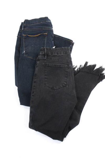 Frame Denim Womens Cotton Denim Cropped Skinny Jeans Black Blue Size 28 31 Lot 2