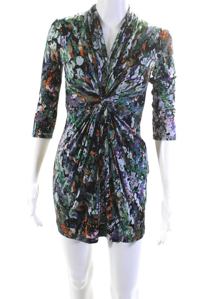 Catherine Malandrino Womens Silk Abstract Print Dress Multi Colored Size Petite