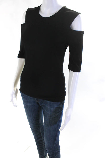 Rag & Bone Womens Cold Shoulder Short Sleeves Blouse Black Size Small